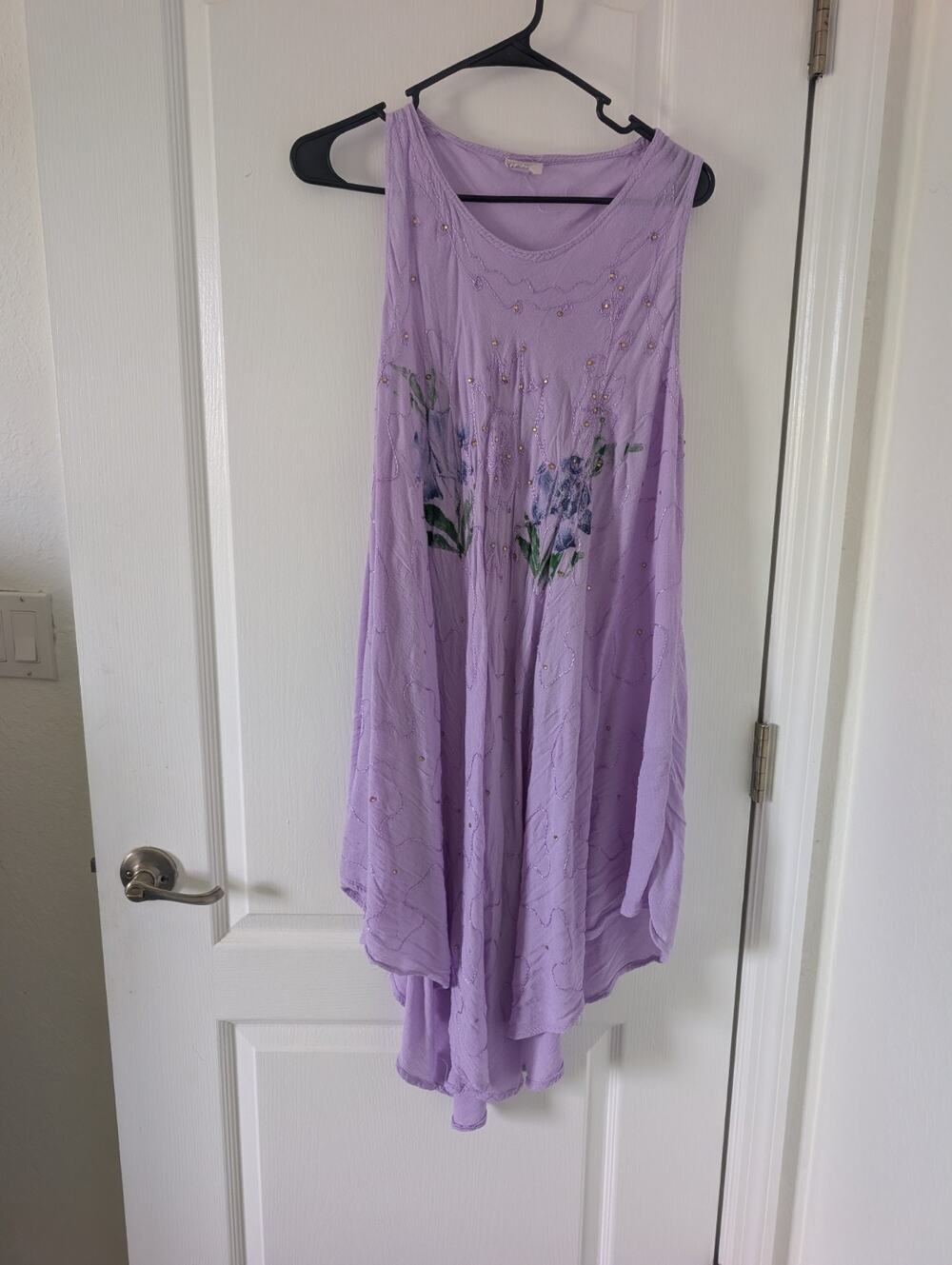 Exist Free Size Dress Women Purple Graphic Embroidered Floral & Rinestone
